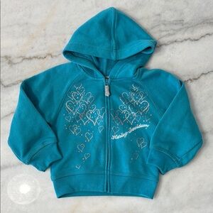 Harley-Davidson Girls Hearts Blue Zip Up Hoodie 2T